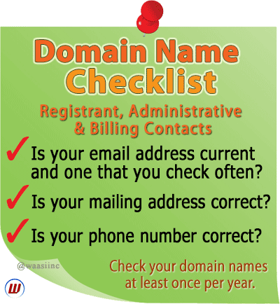 A reminder to check the Contact information of your domain name.